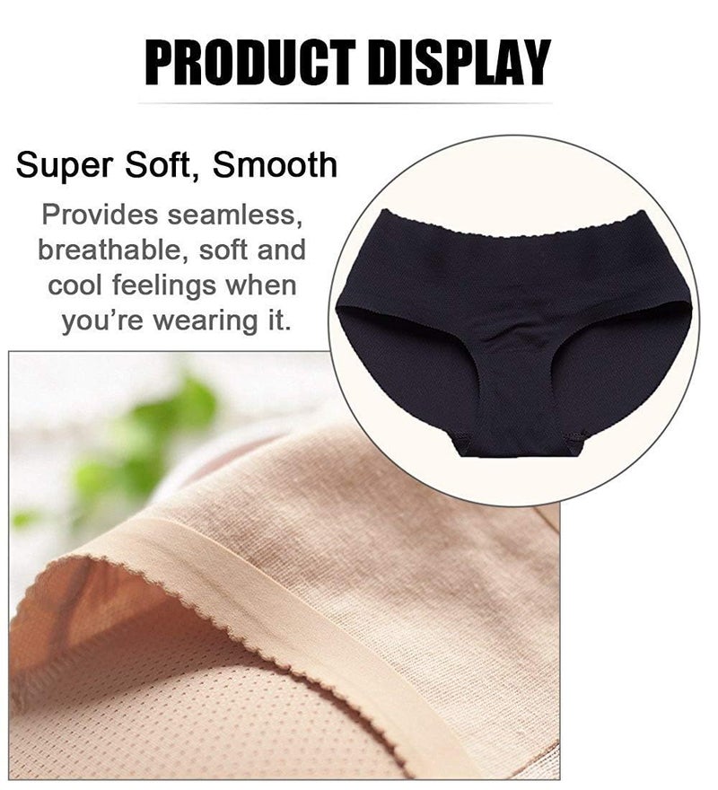 CUGBO 2 Pack Hip Enhancer Butt Lifted Underwear Seamless Fake Padded Briefs Shapewear Pantie Body Shorts for Women Ladies (S) - Image 2